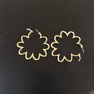 Gold Large Scallop Hoop Earrings